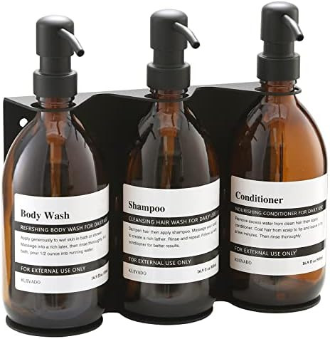 KUSVADO Glass Soap Dispenser Wall Mounted, No-Drill Wall Mounted Shower Soap Dispenser, Hand Soap... | Amazon (US)