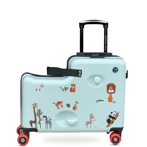 Cegali Itsy Rider 20" Ride-on Suitcase for Kids with Double Spinner Red Wheels (Green Safari) | Amazon (US)