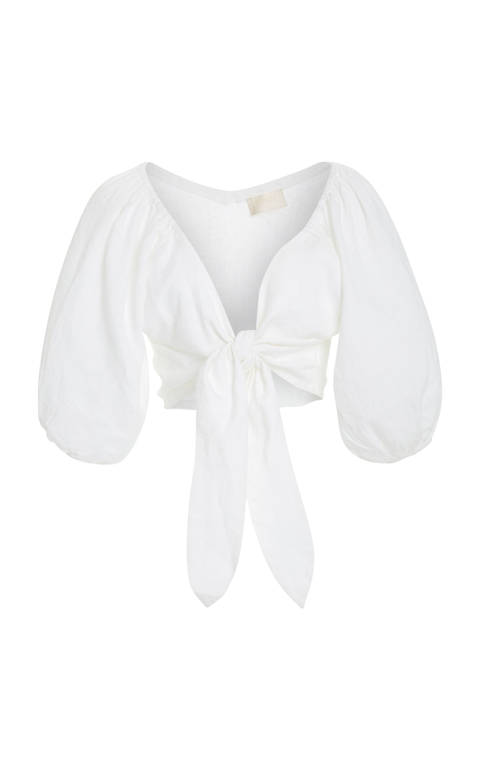 Posse Mia Knot-Detailed Linen Cropped Top | Moda Operandi Global