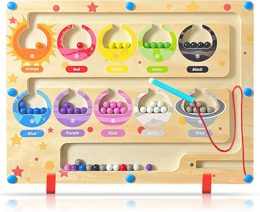 Magnetic Color Number Mazes, Montessori Wooden Magnet Game Board Puzzle,Matching Color Sorting To... | Amazon (US)