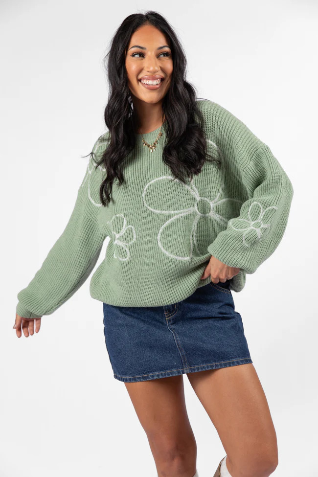 Hold My Hand Sage Floral Sweater | Pink Lily