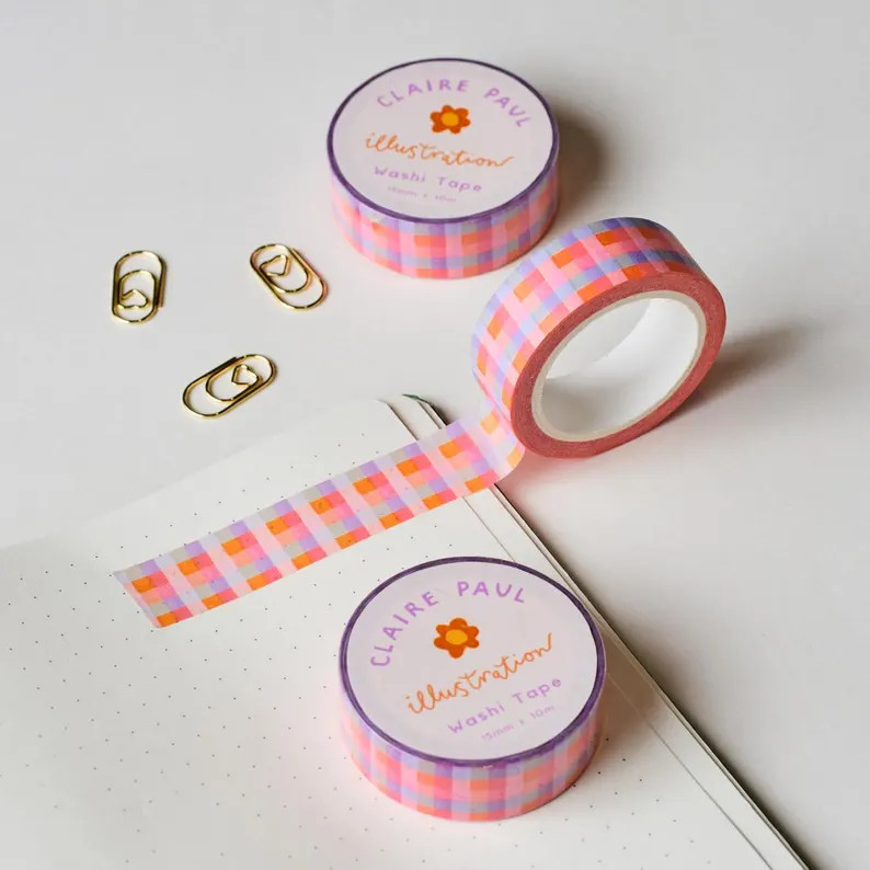 Gingham Washi Tape, Cute Junk Journal Paper Masking Tape | Etsy (Global)