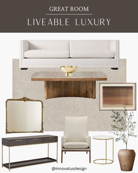 Create a liveable yet luxurious Great Room with comfortable and sophisticated furniture. Add some elements of brass for an extra bit of glam!

#LTKSeasonal #LTKFamily #LTKHome