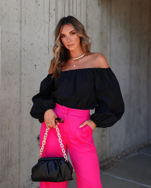 Danah Cotton Off The Shoulder Top - Black | VICI