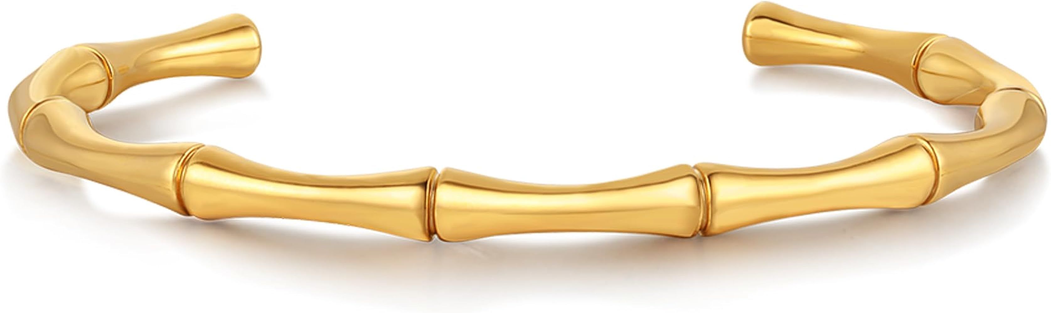 Gold Cuff Bracelets for Women 14K Gold Plated Adjustable Open Cuff Love Bracelet Flat Pearl Cubic... | Amazon (US)