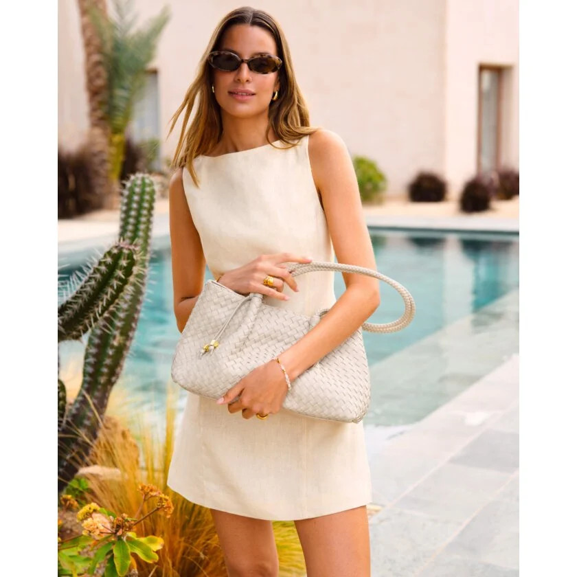 Nova Hand Woven Small Shoulder Tote in Oyster | Katie Loxton Ltd. (UK)