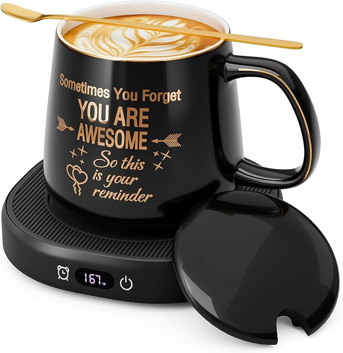 Beverage Warmer Plate for Coffee, Tea, 4 Temperature Setting, 8-Hours Auto Shut Off, 14oz Mug wit... | Amazon (US)