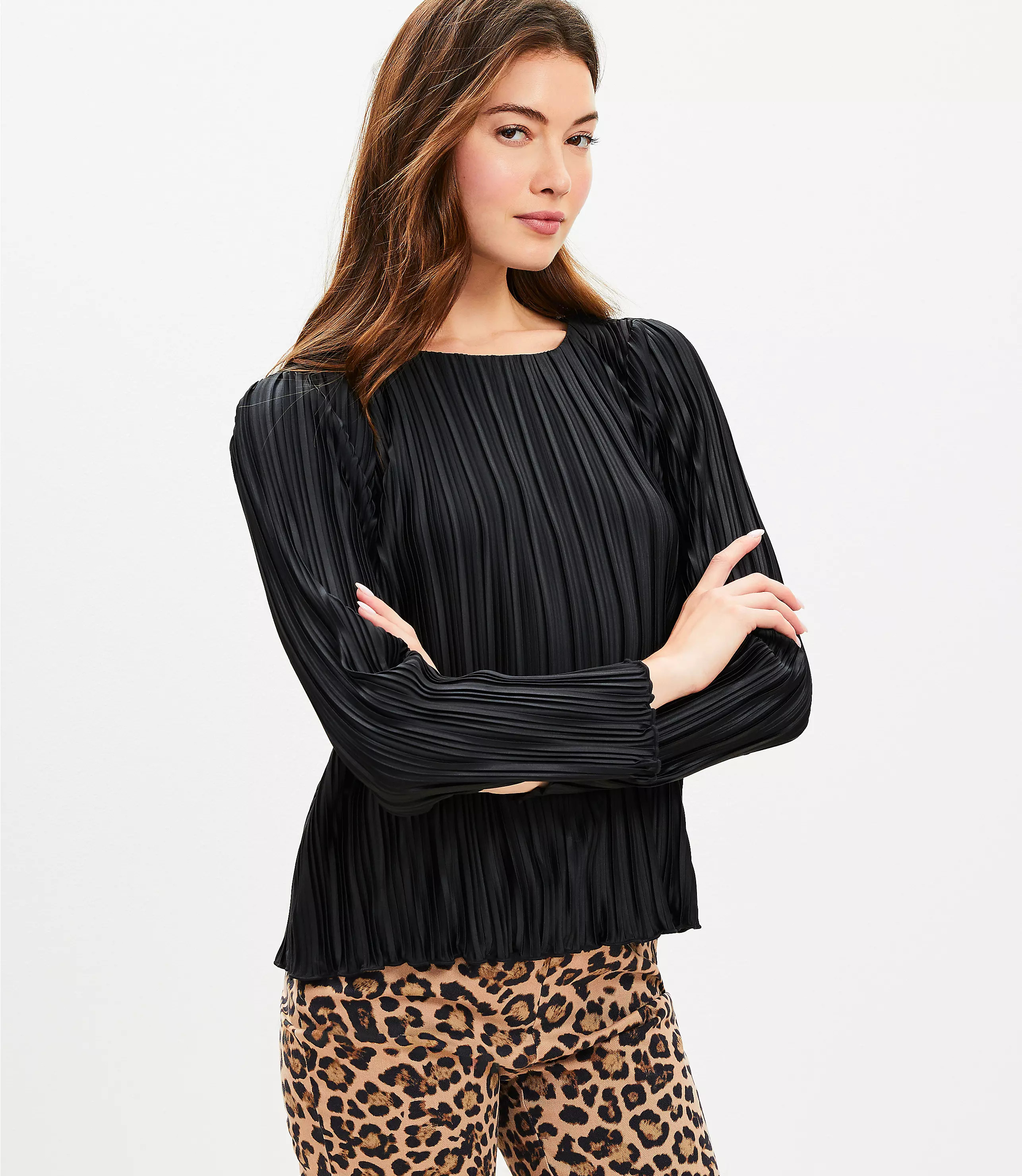 Pleated Jersey Blouse | LOFT