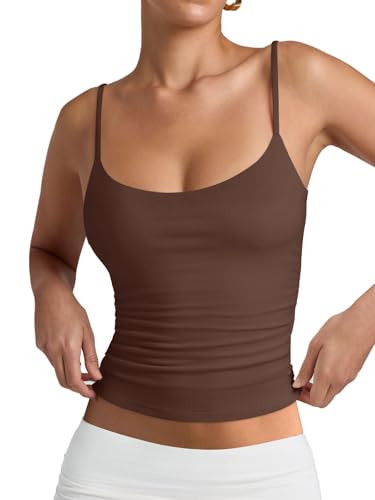 PINKMSTYLE Women's Basic Double Lined Scoop Neck Tank Tops Summer Cami Top | Amazon (US)
