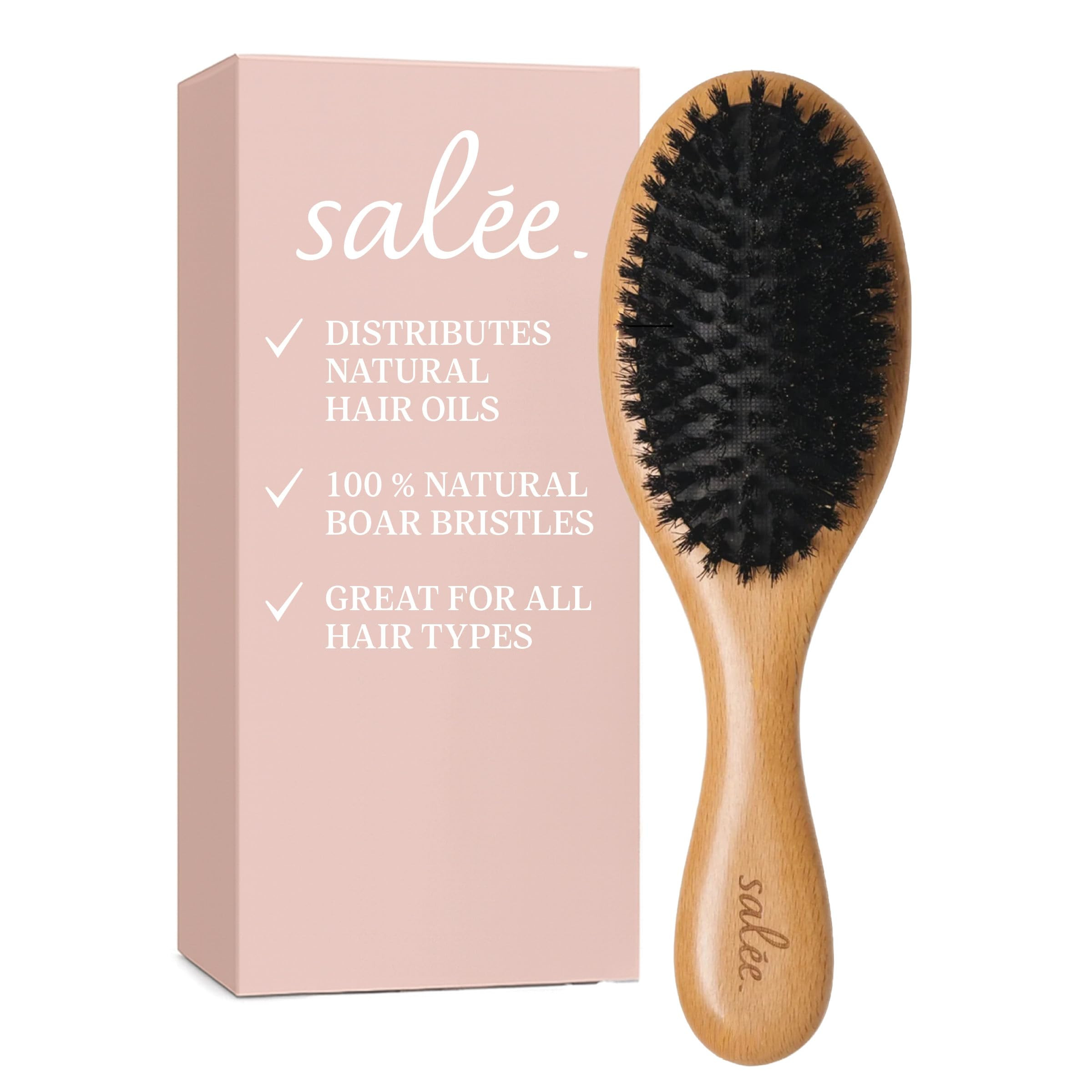Salee 100% Boar Bristle Wooden Hair Brush | Anti-Static, Natural Scalp Oils For Sleek & Shiny Fin... | Amazon (US)