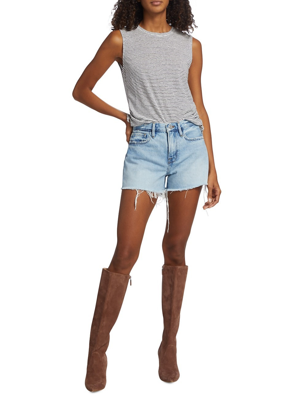 Le Brigette High-Rise Denim Shorts | Saks Fifth Avenue