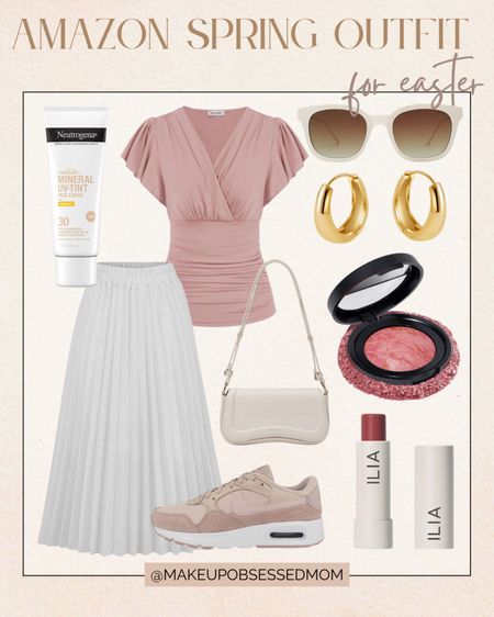 Check out this outfit idea for Easter that you can copy! A pastel pink top, white pleated skirt, pastel sneakers, and white handbag!
#outfitinspo #amazonfinds #springfashion #midlifestyle

#LTKstyletip #LTKshoecrush #LTKSeasonal