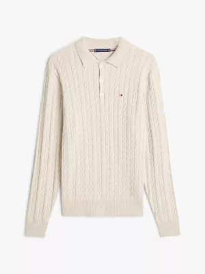 Cable Knit Polo Jumper | Tommy Hilfiger UK