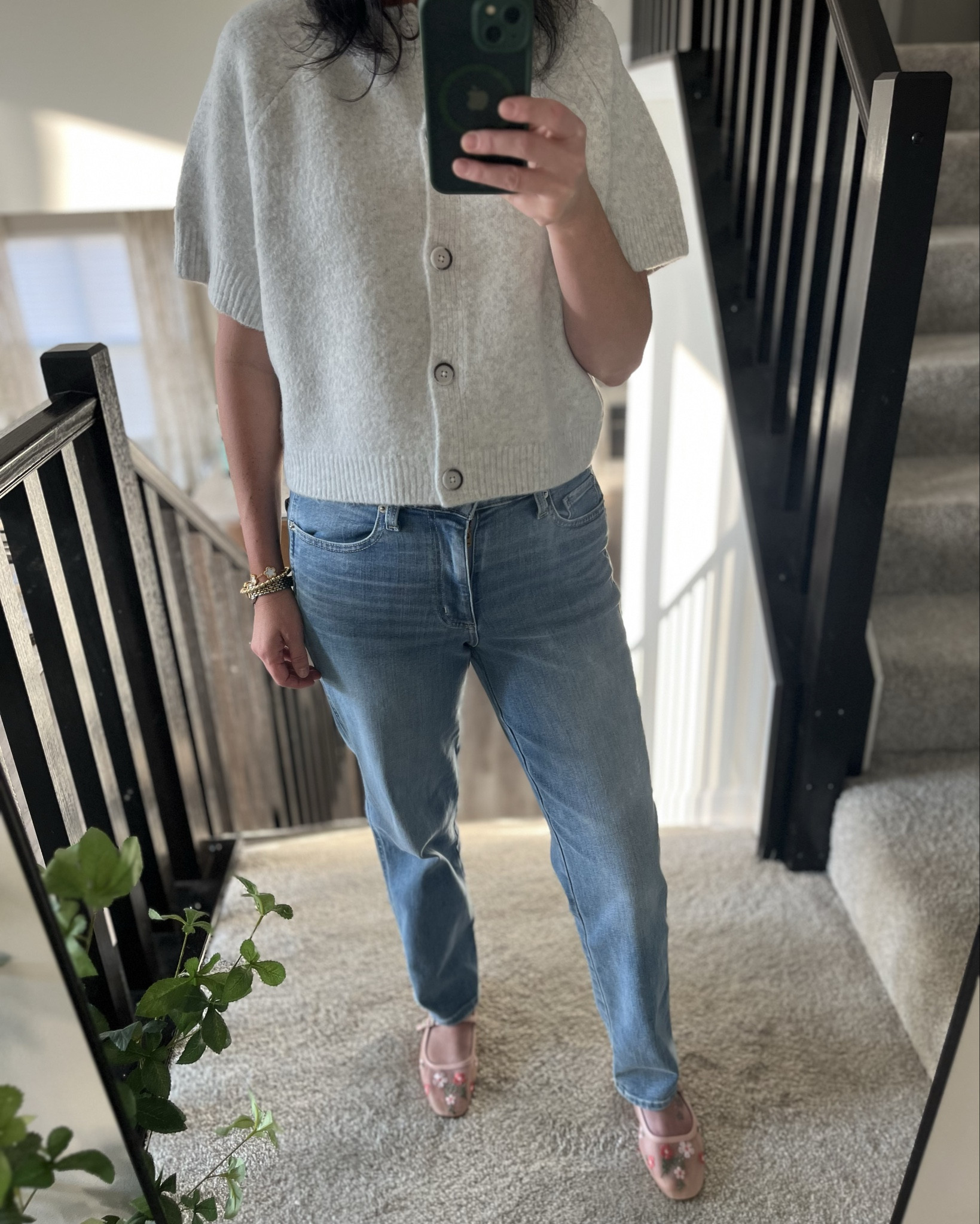 ✨Everyday outfit: cozy short sleeve cardigan + straight leg jeans. Throw on some fun mesh flats and out the door! I sized up on the cardigan to a L for a more oversized look. (Normally a medium) jeans size 8 and shoes size 6. #target #targetfinds #momoutfits 

#LTKStyleTip #LTKFindsUnder50