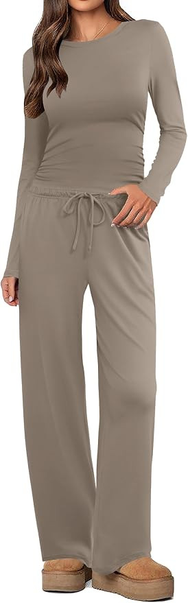 Ekouaer Women's 2 Piece Set 2026 Ruched Side Lounge Set with Pockets | Amazon (US)