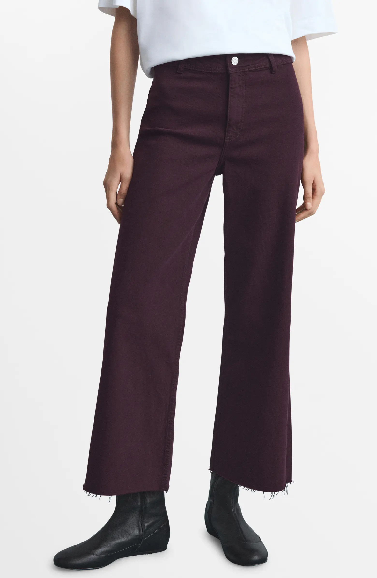 Catherin Frayed High Waist Wide Leg Culotte Jeans | Nordstrom