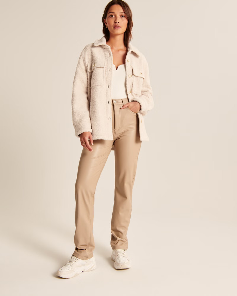 Women's Sherpa Shirt Jacket | Women's Tops | Abercrombie.com | Abercrombie & Fitch (US)