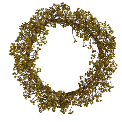 Nearly Natural 20-in Autumn Gypsophila Artificial Wreath | Target