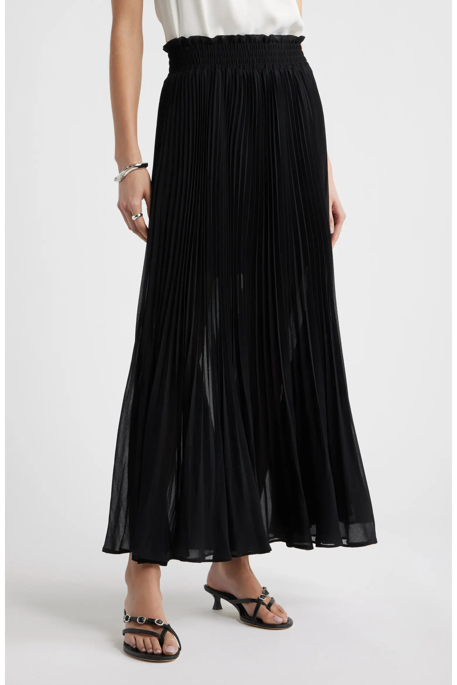 Nordstrom Pleated Semi Sheer Chiffon Midi Skirt (Women) | Nordstrom | Nordstrom