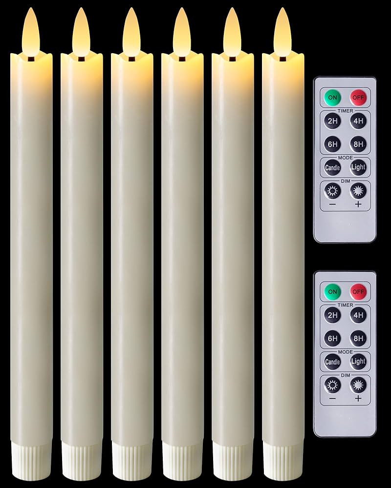 Homemory Waxy Flameless Taper Candles with Remote Timer Dimmer, LED Candlesticks Flickering, Batt... | Amazon (US)