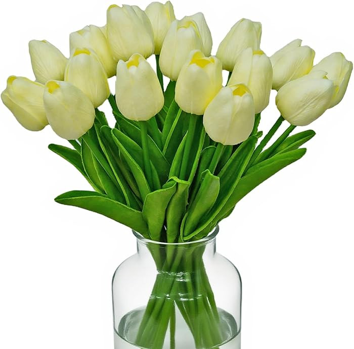 20pcs Fake Tulips Artificial Flowers Faux Flowers PU Faux tulips 13.5 Inch Mother's Day Easter Va... | Amazon (US)