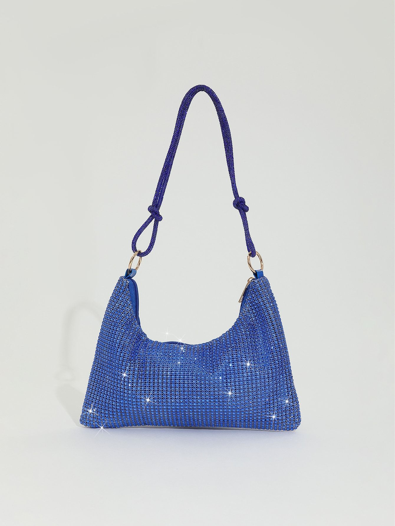 Glamorous Glitter Bling, Sequin, Luxury, Shiny 1pc Blue Rhinestone Decorated Zipper Clutch Bag Fo... | SHEIN