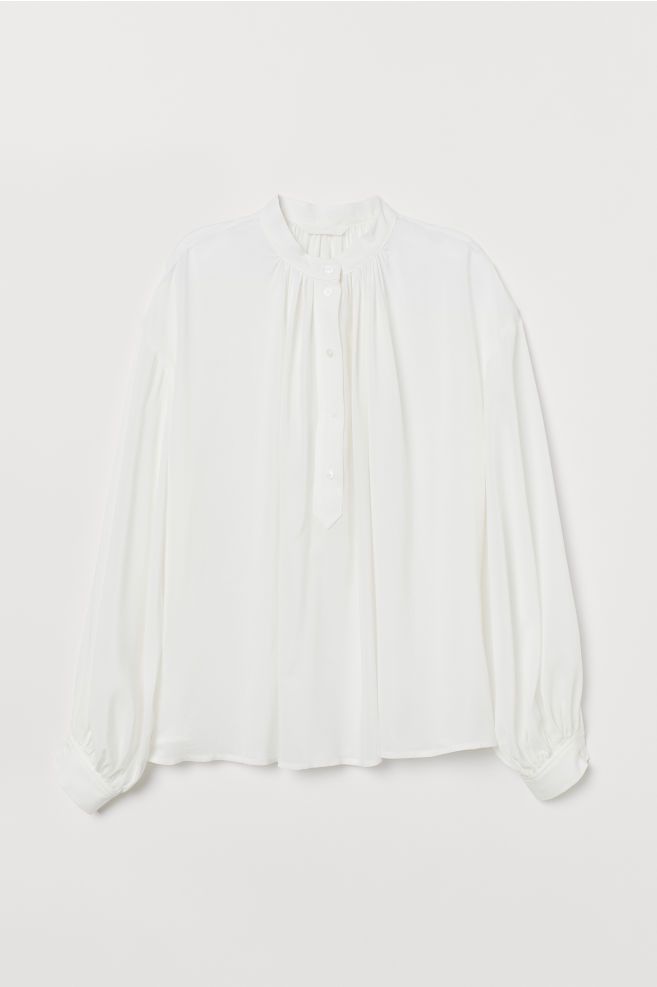 Grandad collar viscose blouse | H&M (UK, MY, IN, SG, PH, TW, HK)