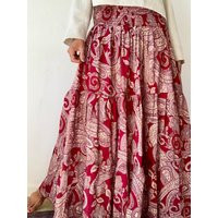3 Tiered Long Boho Skirt Purple Orange Festival Hippie Frilled Maxi Tall Gypsie Dancer Ruffled Summer Party Festive Peasant | Etsy (US)