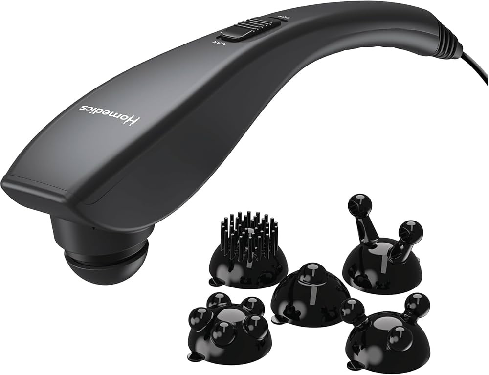 Homedics Deep Tissue Percussion Massager with 3 Speeds, 5 Attachments, and Long Handle for Hard-t... | Amazon (US)