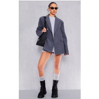 Charcoal Boucle Tailored Blazer, Charcoal | PrettyLittleThing IE