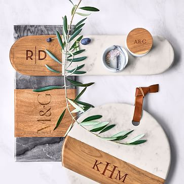 Wood and Marble Long Oval Cheese Board | Mark and Graham