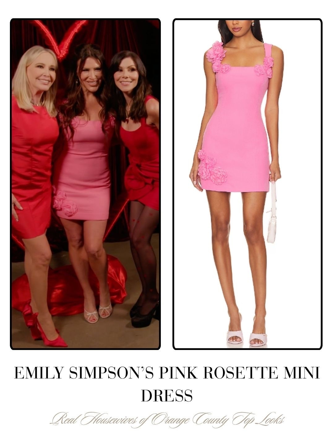 Emily Simpson’s Pink Rosette Mini Dress