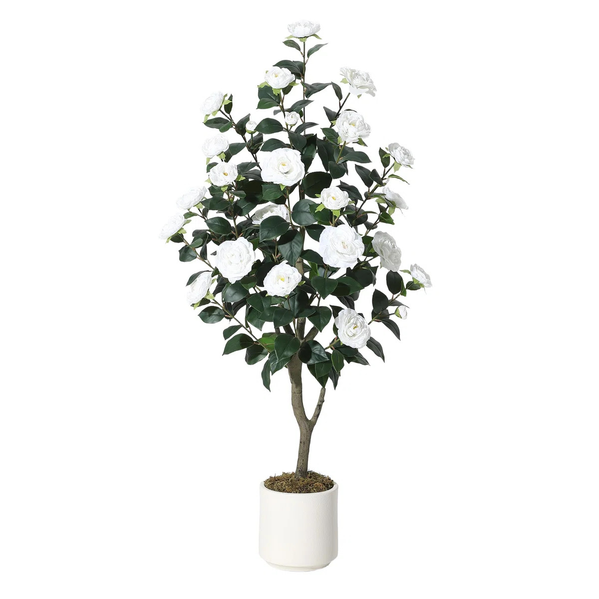 4FT Artificial Camellia Tree with Silk Flowers, Lifelike Faux Plant for Home, Office, Living Room... | Wayfair North America