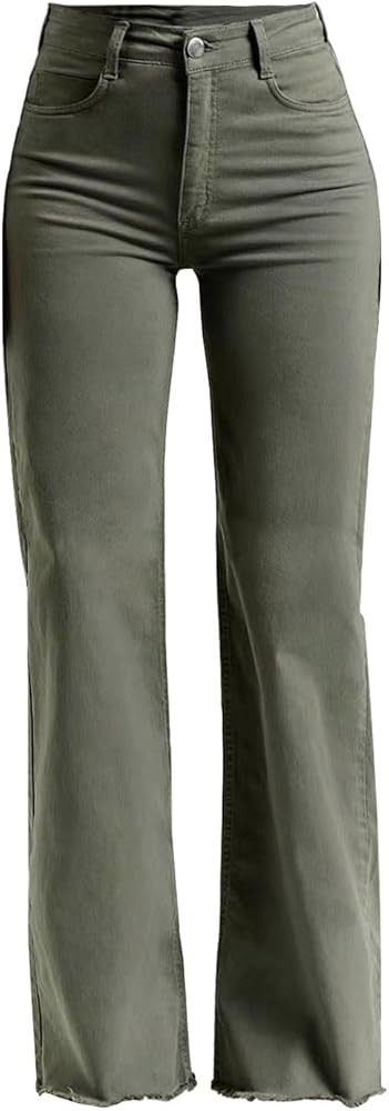 HJYUZP Jeans for Women Women's Casual Tight Sexy High Waisted Button Long Solid Color Pants with ... | Amazon (US)