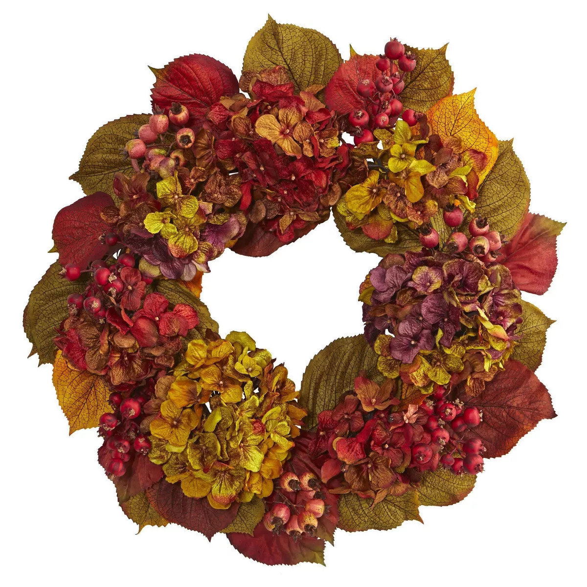 Nearly Natural 24” Fall Hydrangea Wreath | Target