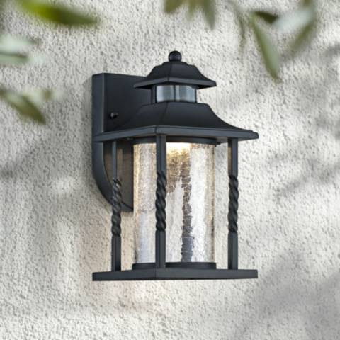 Westray 11 1/2" High Black Finish Motion Sensor LED Outdoor Wall Light - #7K617 | Lamps Plus | Lamps Plus