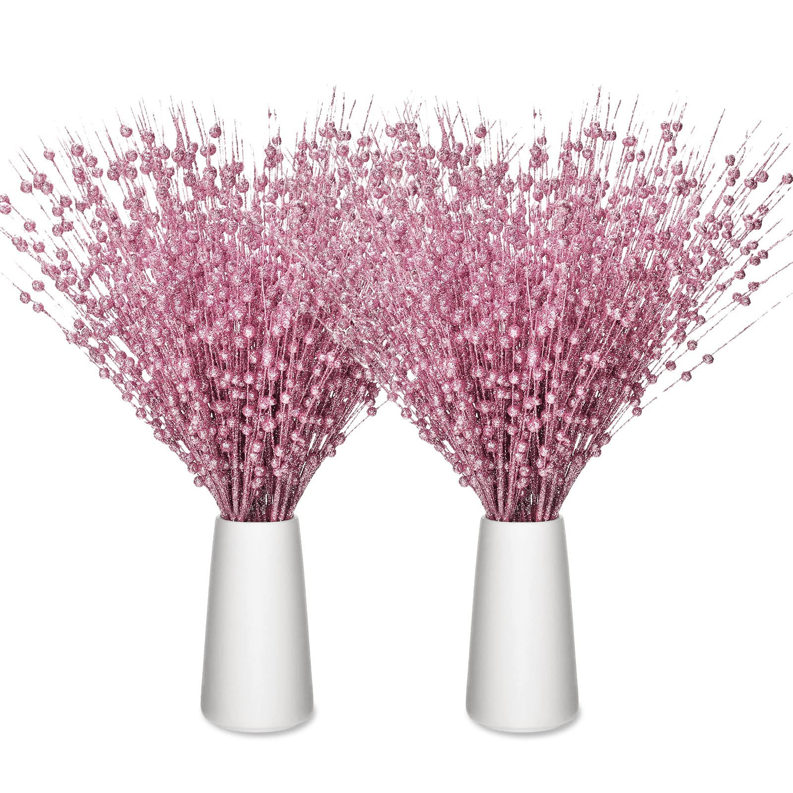 Geosar 30 Pcs Christmas Artificial Glitter Berry Stem Decorations 17 Inch Faux Stick Floral Pick ... | Amazon (US)