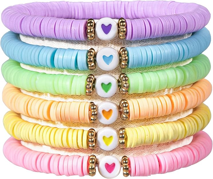 Preppy Bracelets for Teen Girls - Stackable Boho Surfer Friendship Bracelets Set for Little Girls... | Amazon (US)
