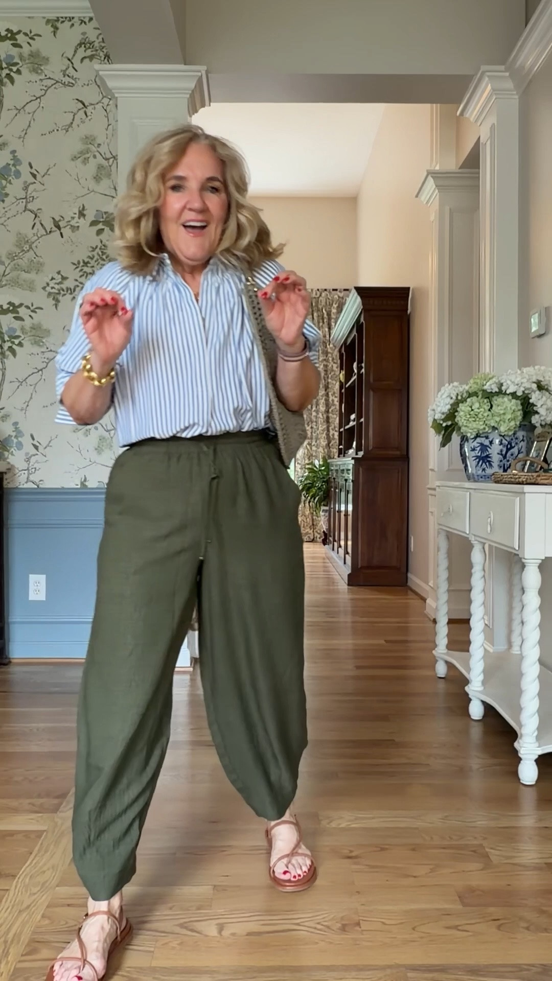 Blouse size medium 
Pants I sized down to a small 

Casual summer outfit summer pants

#LTKOver40 #LTKootd #LTKPetite