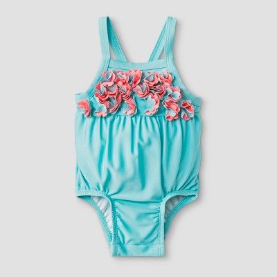 Baby Girls' Floral One Piece Swimsuit - Cat & Jack™ Blue | Target