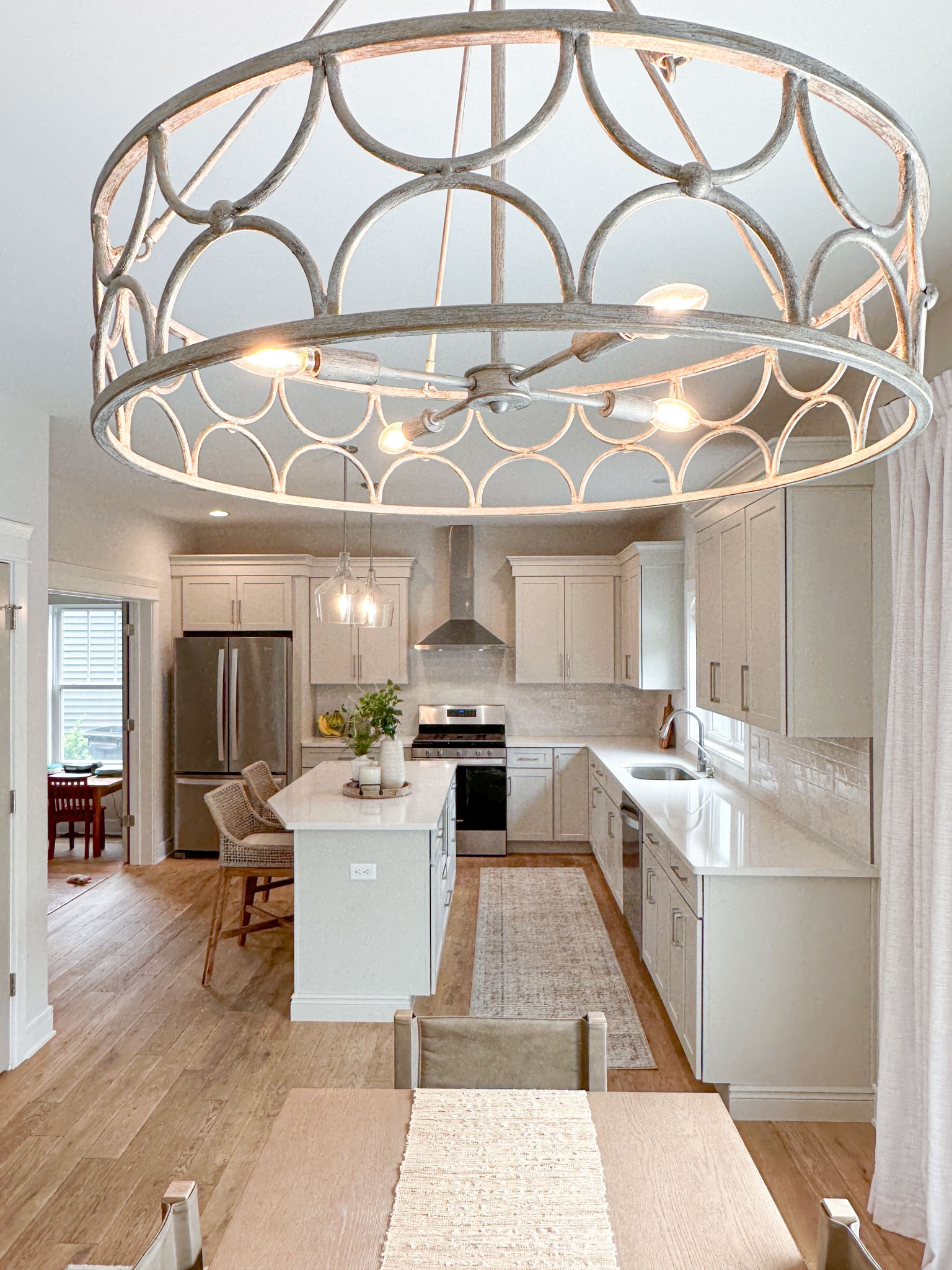 Barstools, table runner, dining light fixture, island lights, tile, runner 

#LTKstyletip #LTKhome #LTKSale