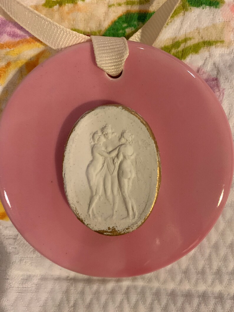 Classic Italian Intaglio Mounted on Rose Pink Disc Ornaments - Etsy | Etsy (US)