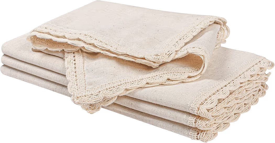 Cloth Napkins Reusable Natural Cloth Dinner Napkins Set of 4 Cotton Flax Fabric Oversized 20x20 I... | Amazon (US)