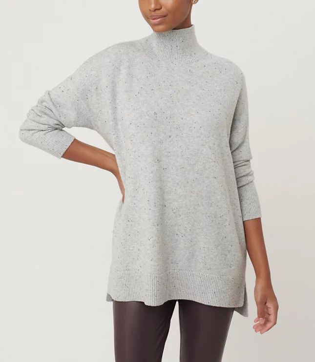 Flecked Hi-Lo Tunic Sweater | LOFT | LOFT