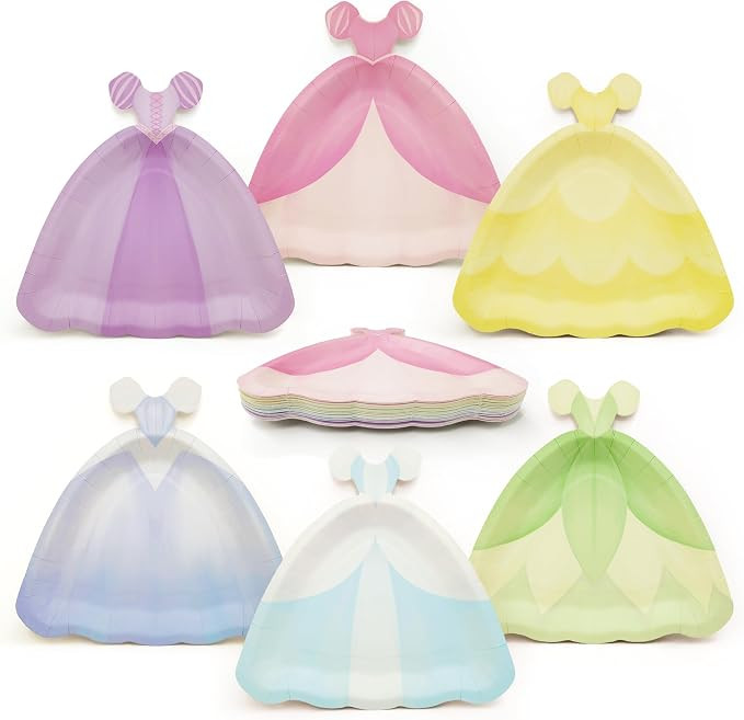 Cheerland Ball Gown Princess Party Plates Royal Theme Decorations Princess Birthday Plates for Bi... | Amazon (US)