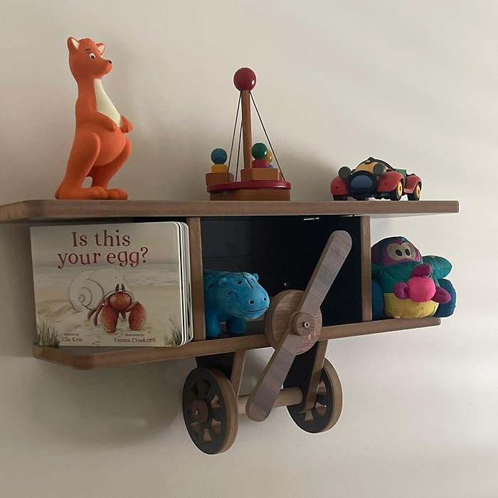 Kids Children's Room Airplane Wall Shelf, Aeroplane Shaped Bookcase Flower Cactus Wall Bookshelf,... | Amazon (US)