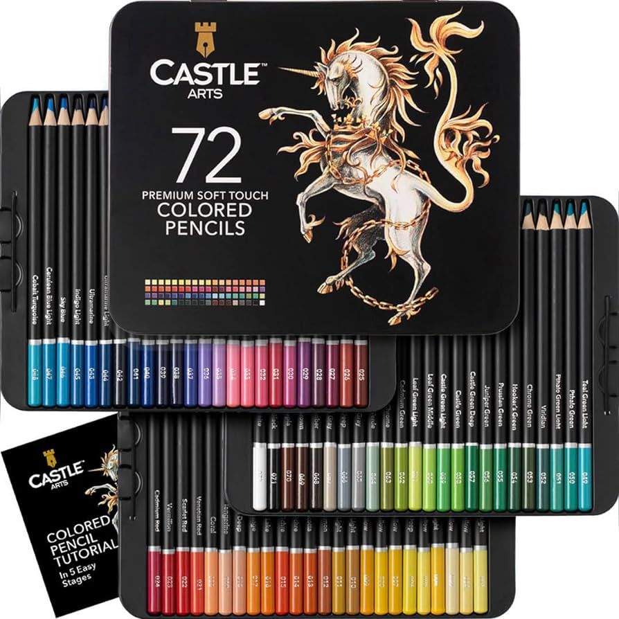 Castle Art Supplies 72 Colored Pencils Set | Quality Soft Core Colored Leads for Adult Artists, P... | Amazon (US)