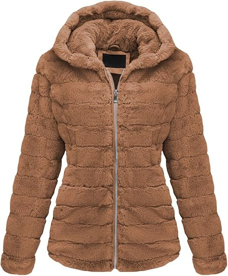 Bellivera Women's Faux Fur Coat Shearling Fluffy Fuzzy Shaggy Hood Sherpa-Lined Fleece Jacket | Amazon (US)