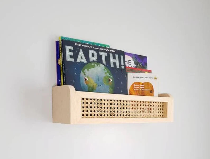 Montessori Bookshelf | Rattan Bookshelf | Nursery Bookshelf | Rattan Shelf | Nursery Shelves - Et... | Etsy (US)