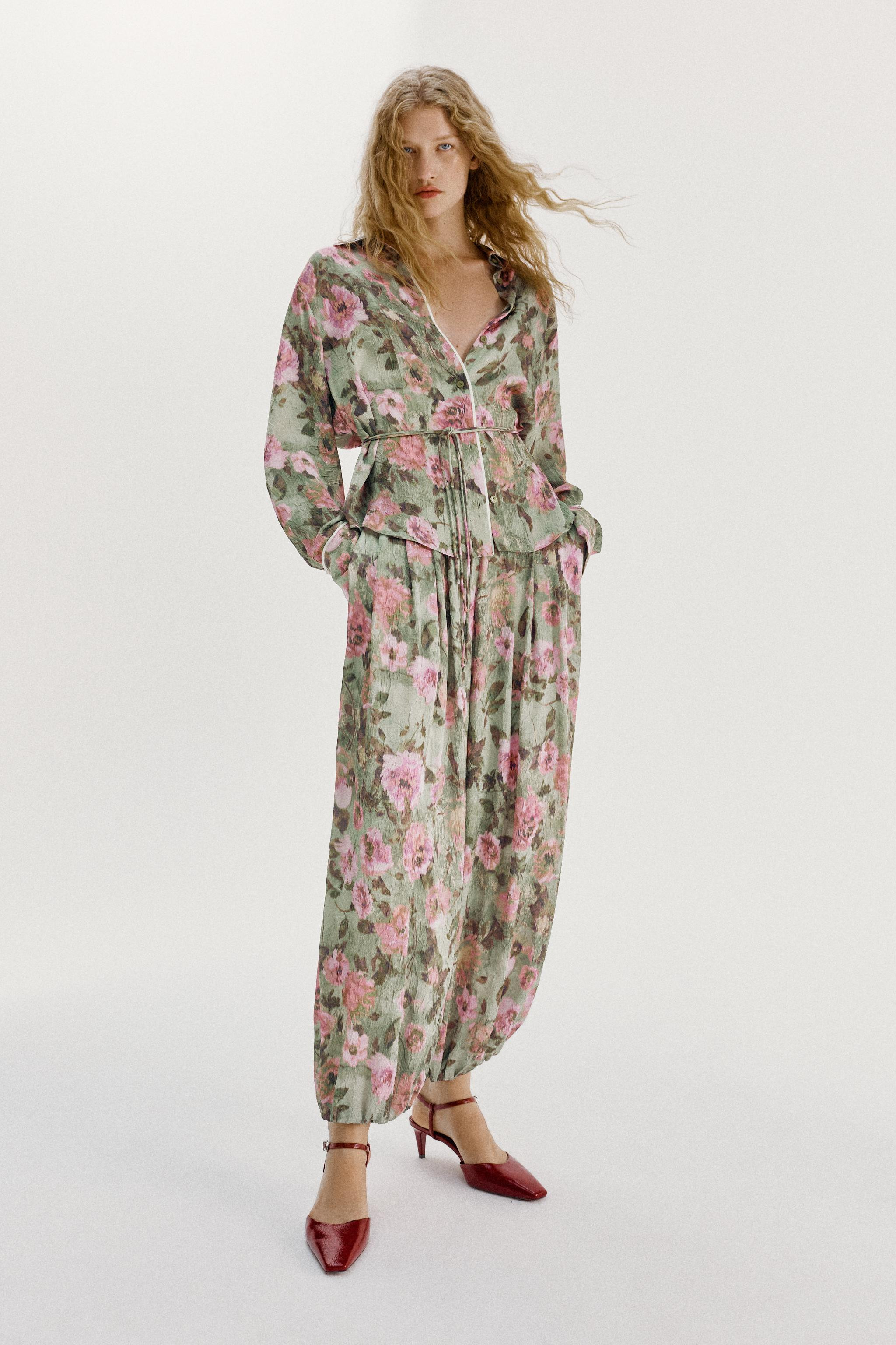 FLORAL PRINT BALLOON TROUSERS | Zara US
